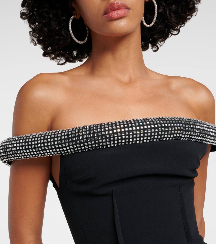 David Koma Crystal-embellished Cady Minidress In Black