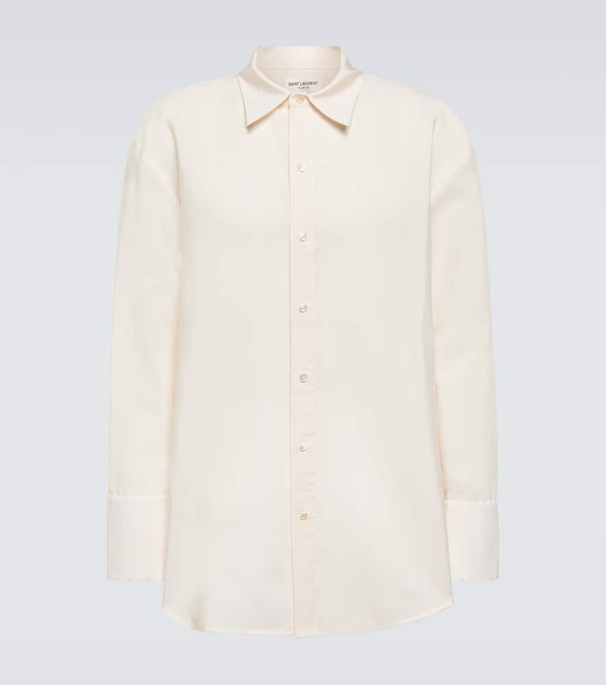 Shop Saint Laurent Oversized Faille Shirt In White