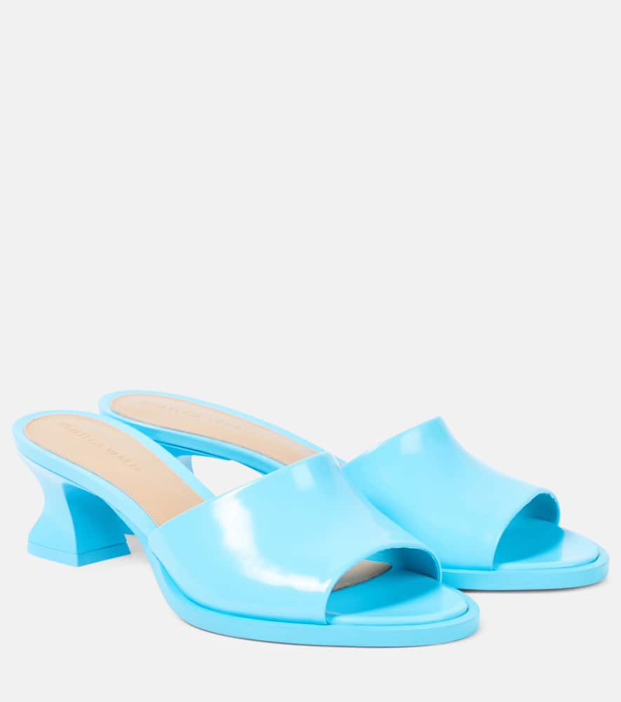 Shop Bottega Veneta Cha-cha Leather Mules In Blue