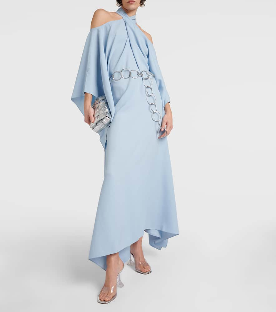 Shop Taller Marmo Mambo Halterneck Crêpe Kaftan In Blue