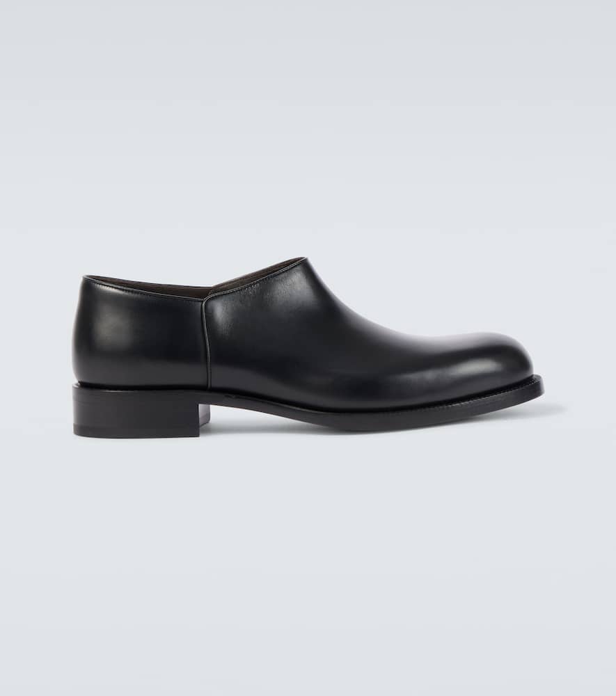 The Row Nobilis Leather Slip-on Shoes In Black