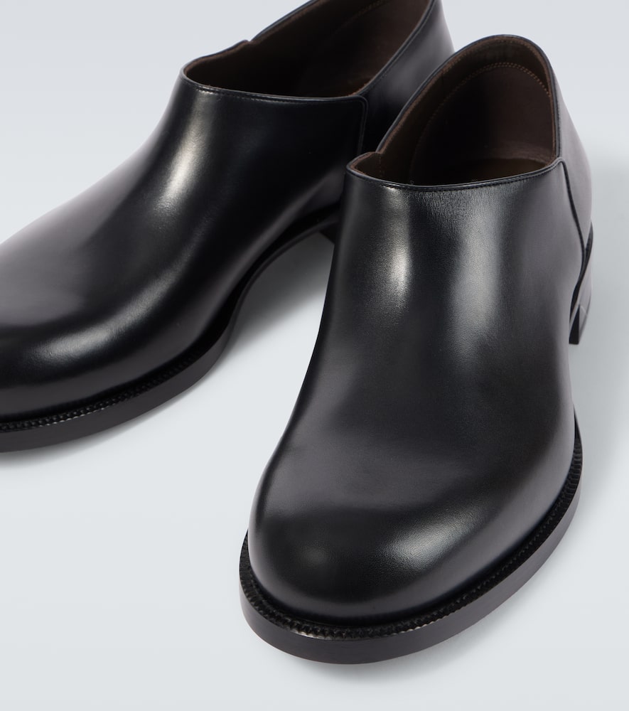 The Row Nobilis Leather Slip-on Shoes In Black
