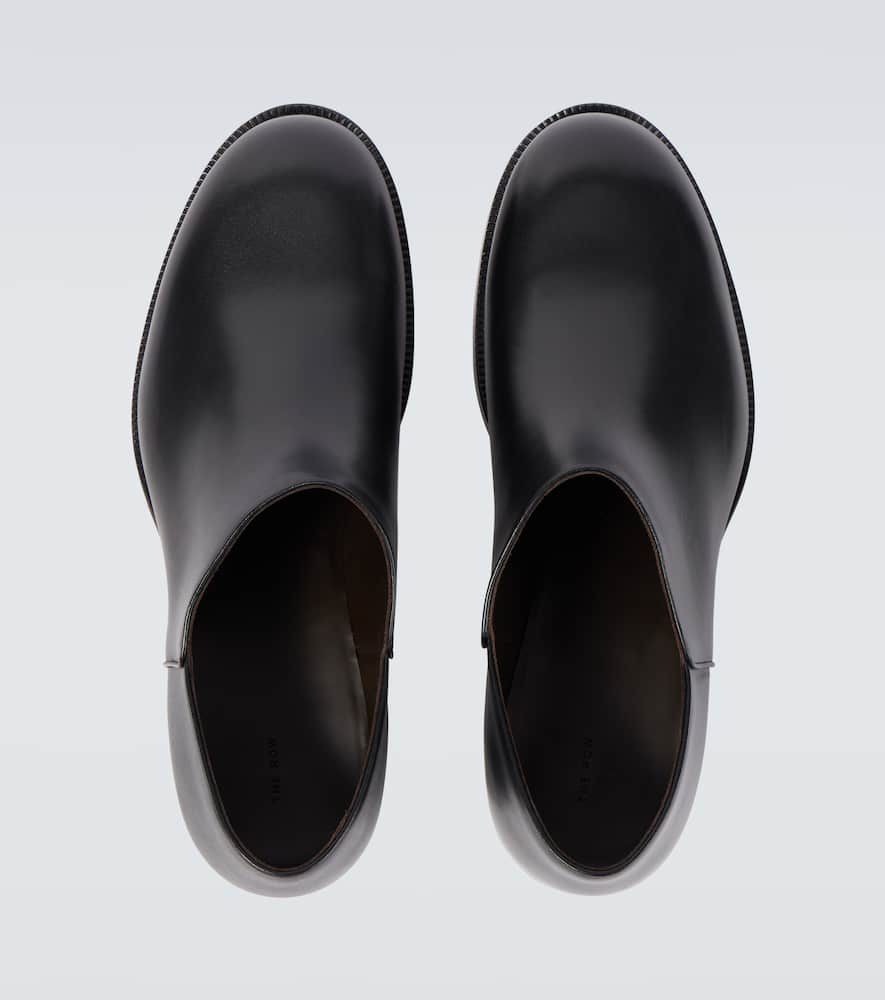 The Row Nobilis Leather Slip-on Shoes In Black