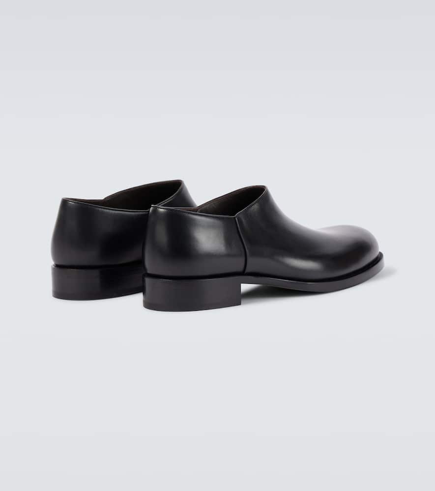 The Row Nobilis Leather Slip-on Shoes In Black