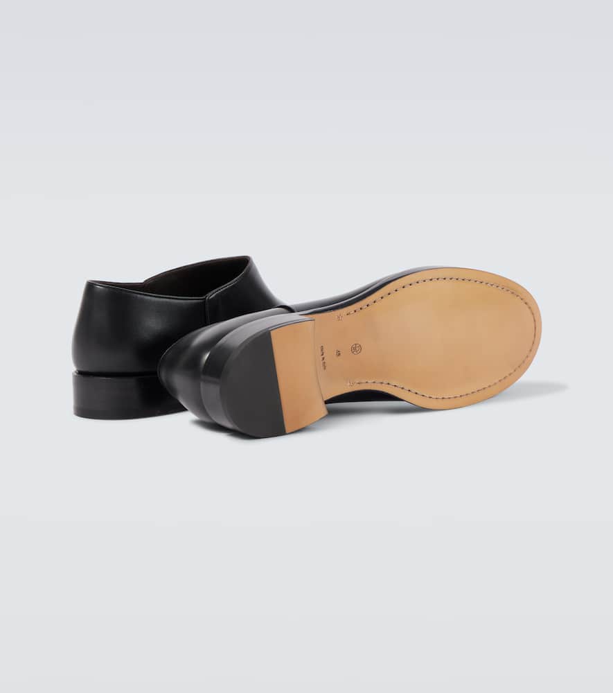 The Row Nobilis Leather Slip-on Shoes In Black