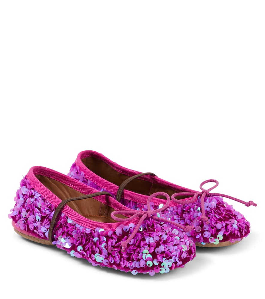 Pèpè Sequin Ballerina Shoes In Purple