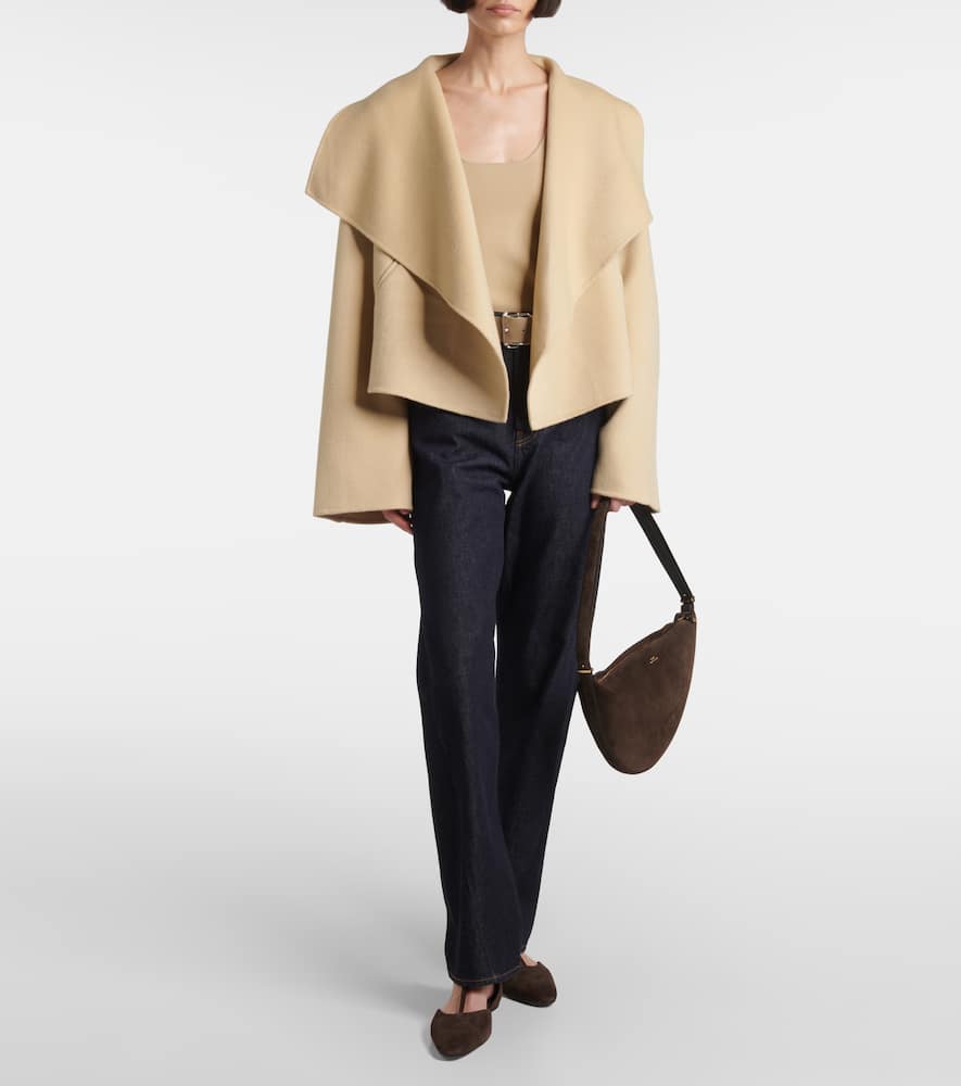 Totême Scooped Suede Shoulder Bag In Brown