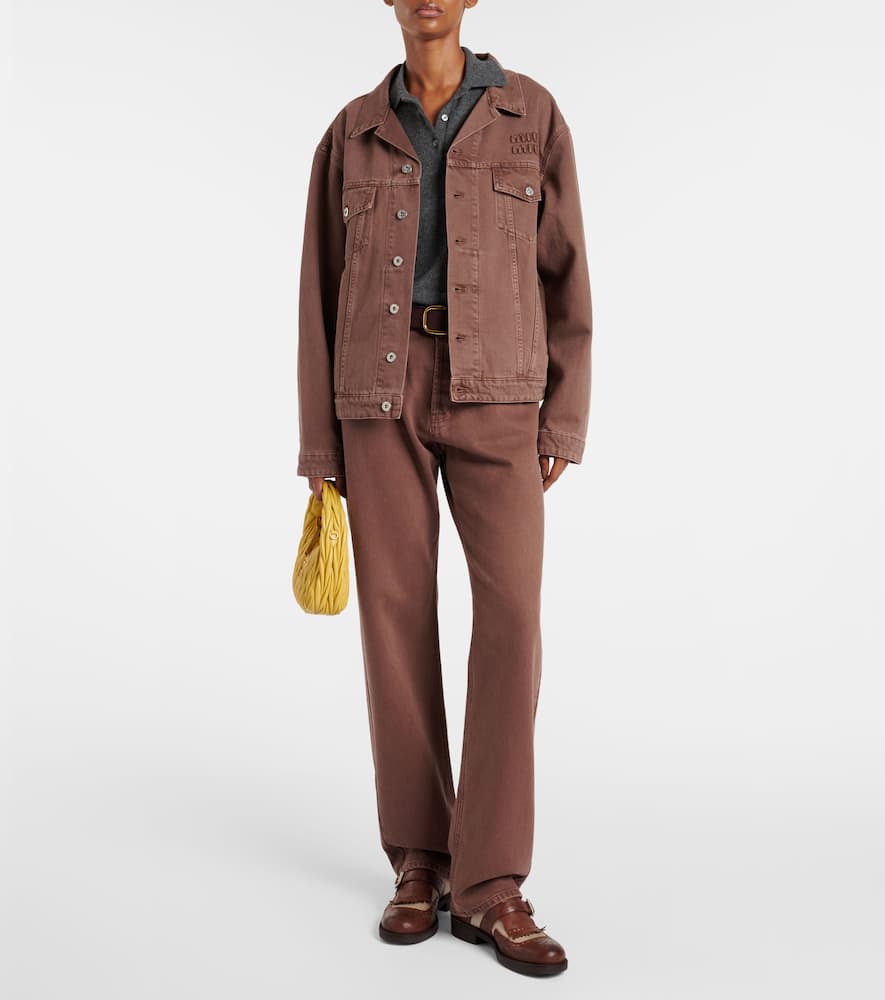 Miu Miu Denim Jacket In Brown