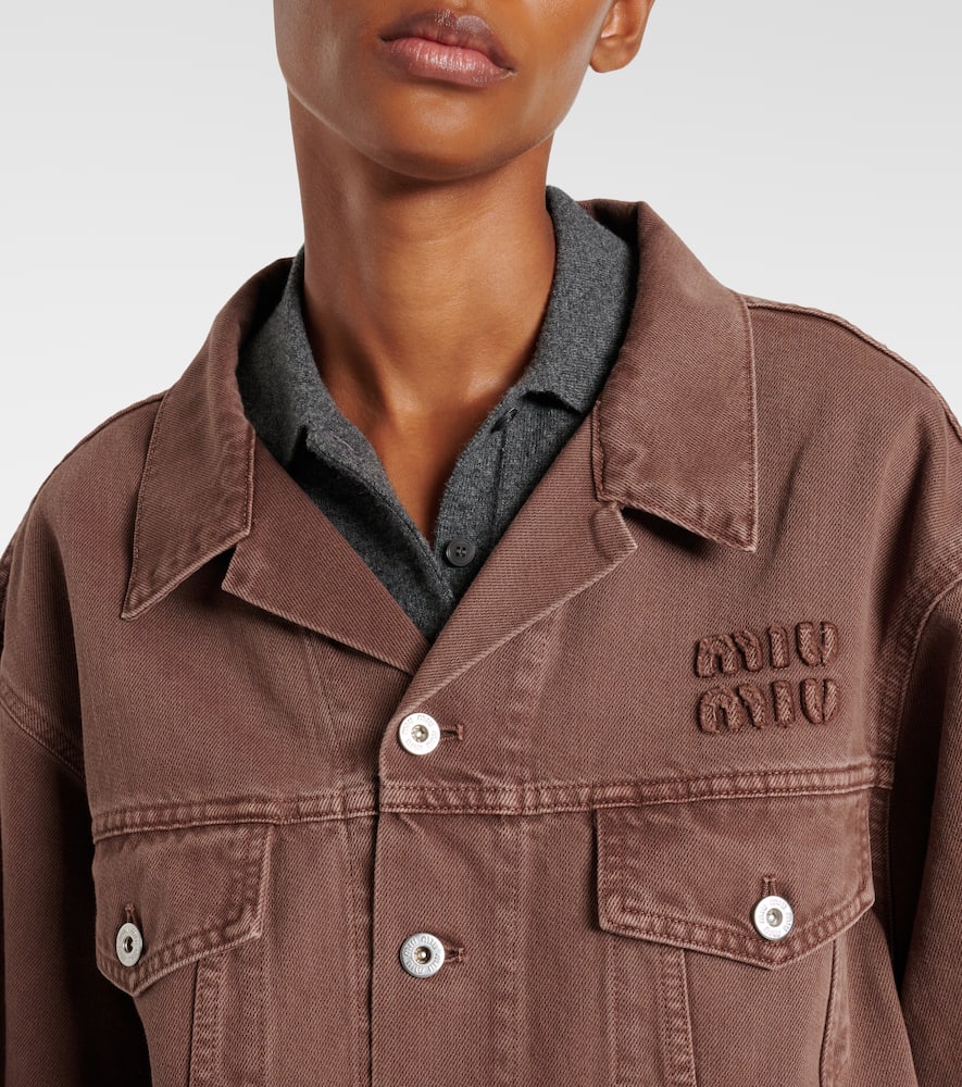 Miu Miu Denim Jacket In Brown