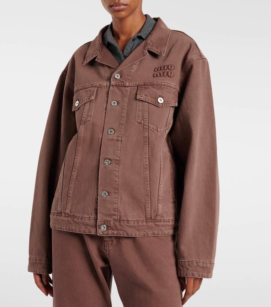 Miu Miu Denim Jacket In Brown