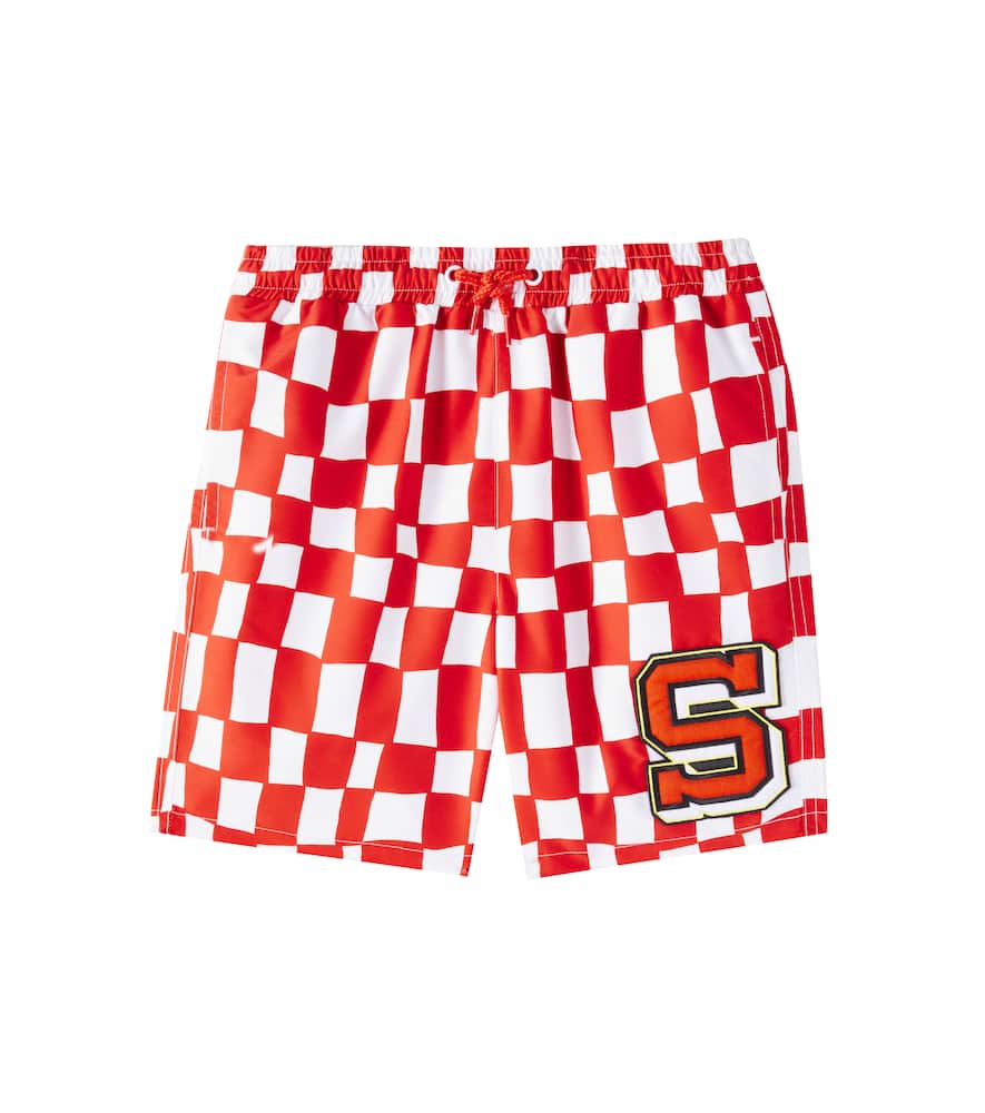Stella Mccartney Checked Swim Trunks In Red