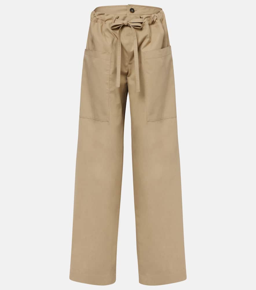 Cotton poplin wide-leg pants