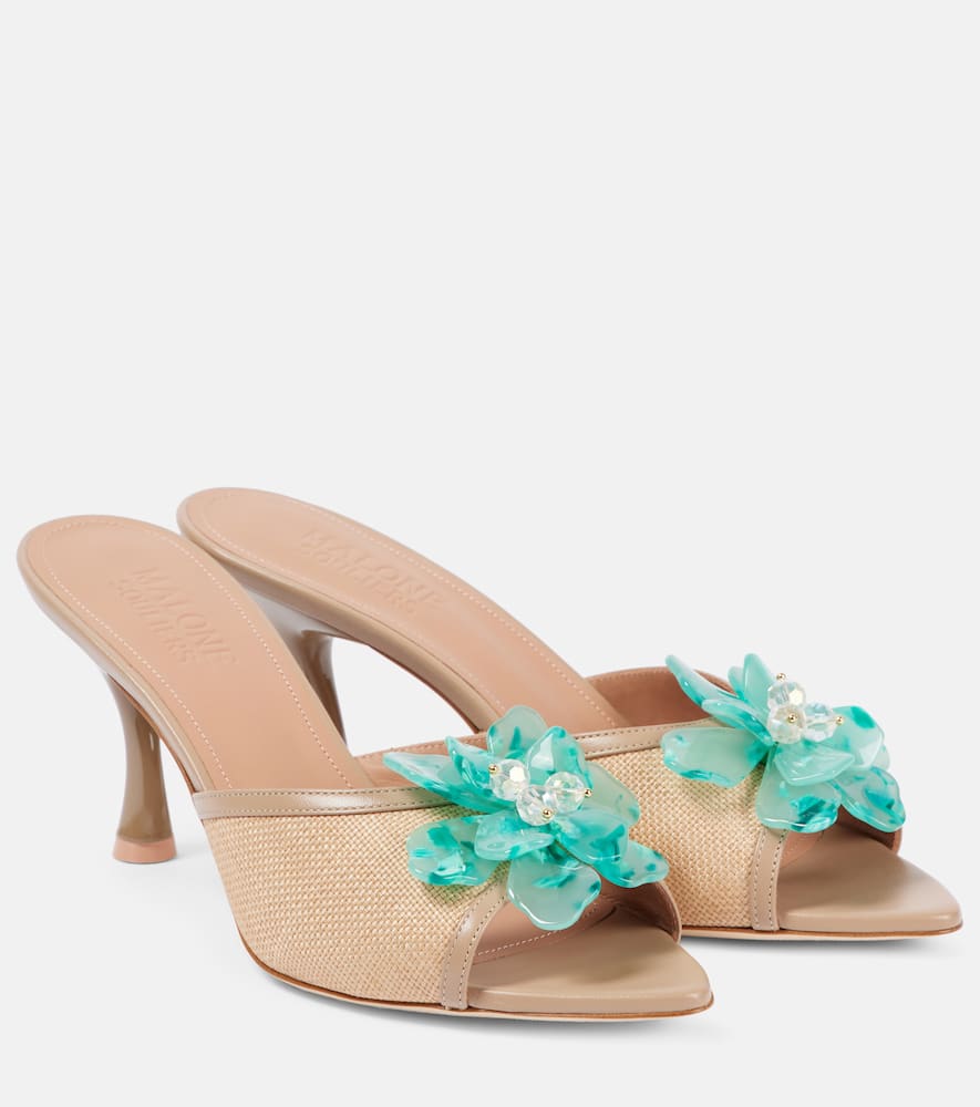 Cyd 70 embellished leather-trimmed mules