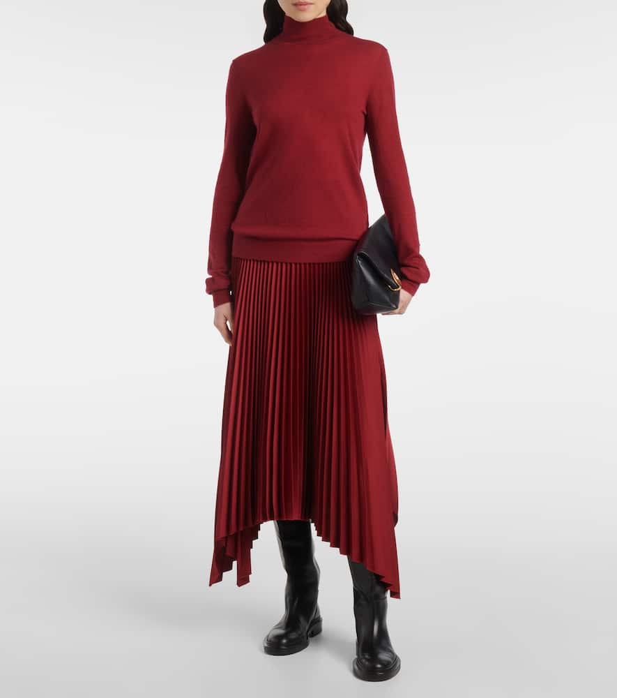 Joseph Ade Plissé Crêpe Midi Skirt In Burgundy
