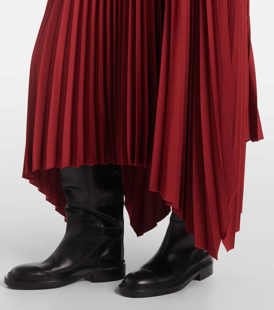 Joseph Ade Plissé Crêpe Midi Skirt In Burgundy
