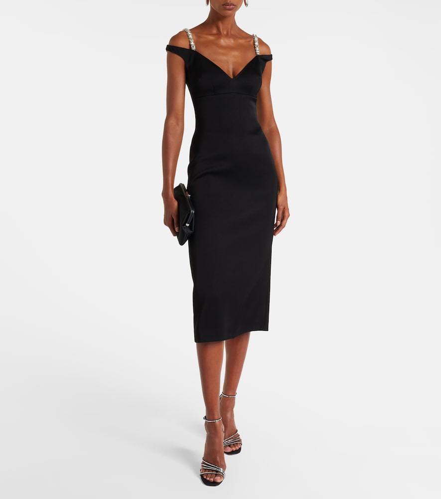 David Koma Crystal-embellished satin midi dress
