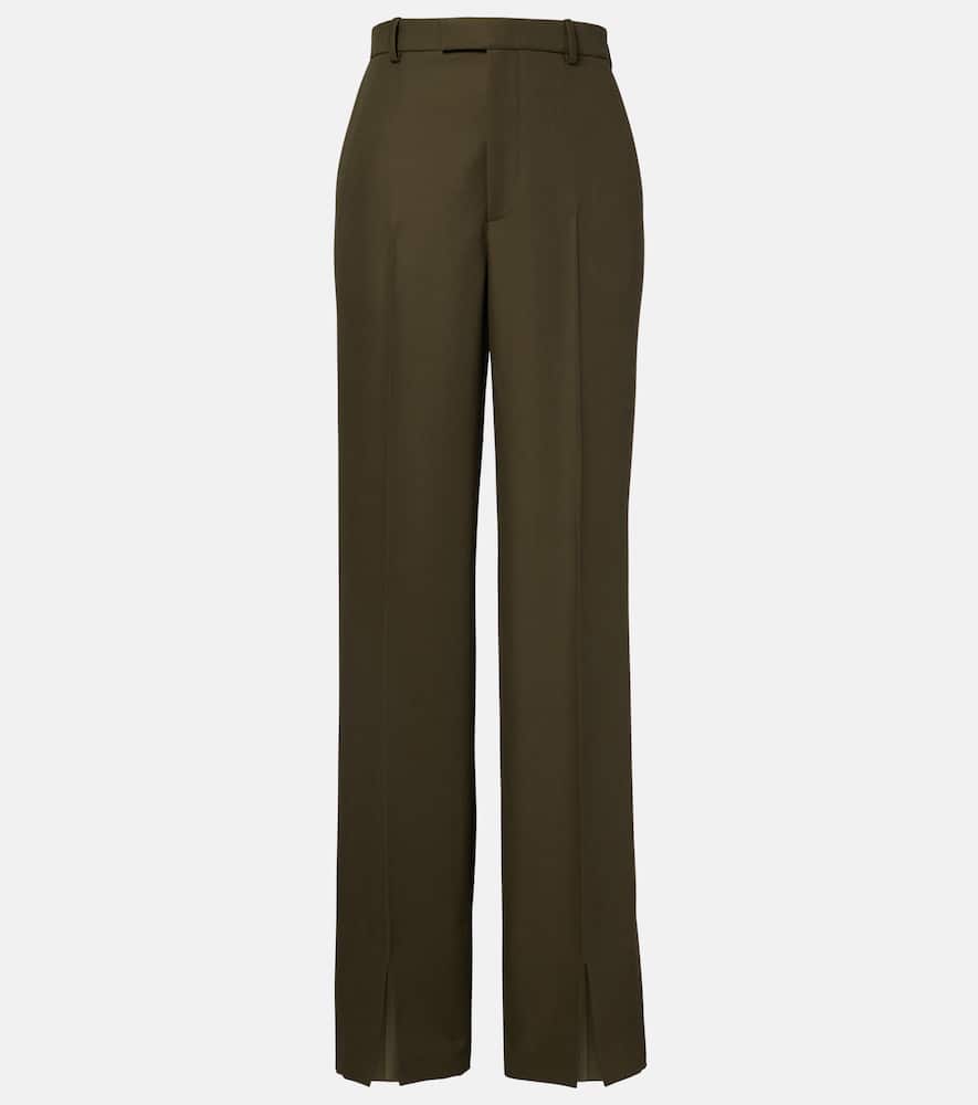Gucci Wool And Mohair Wide-leg Pants In Green