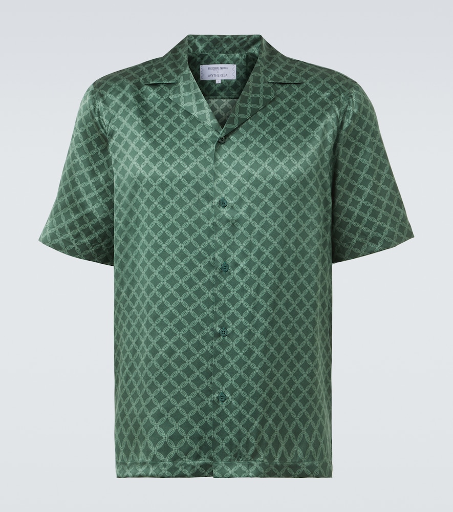 Frescobol Carioca Roberto Printed Silk Bowling Shirt