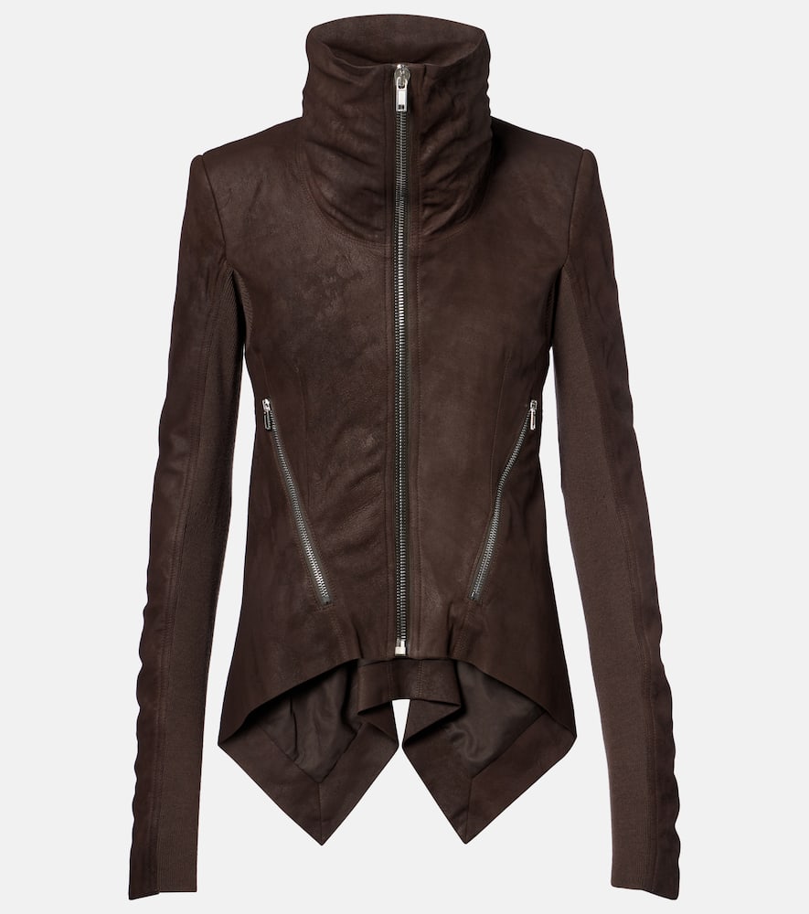 Rick Owens Leather Jacket In Blue