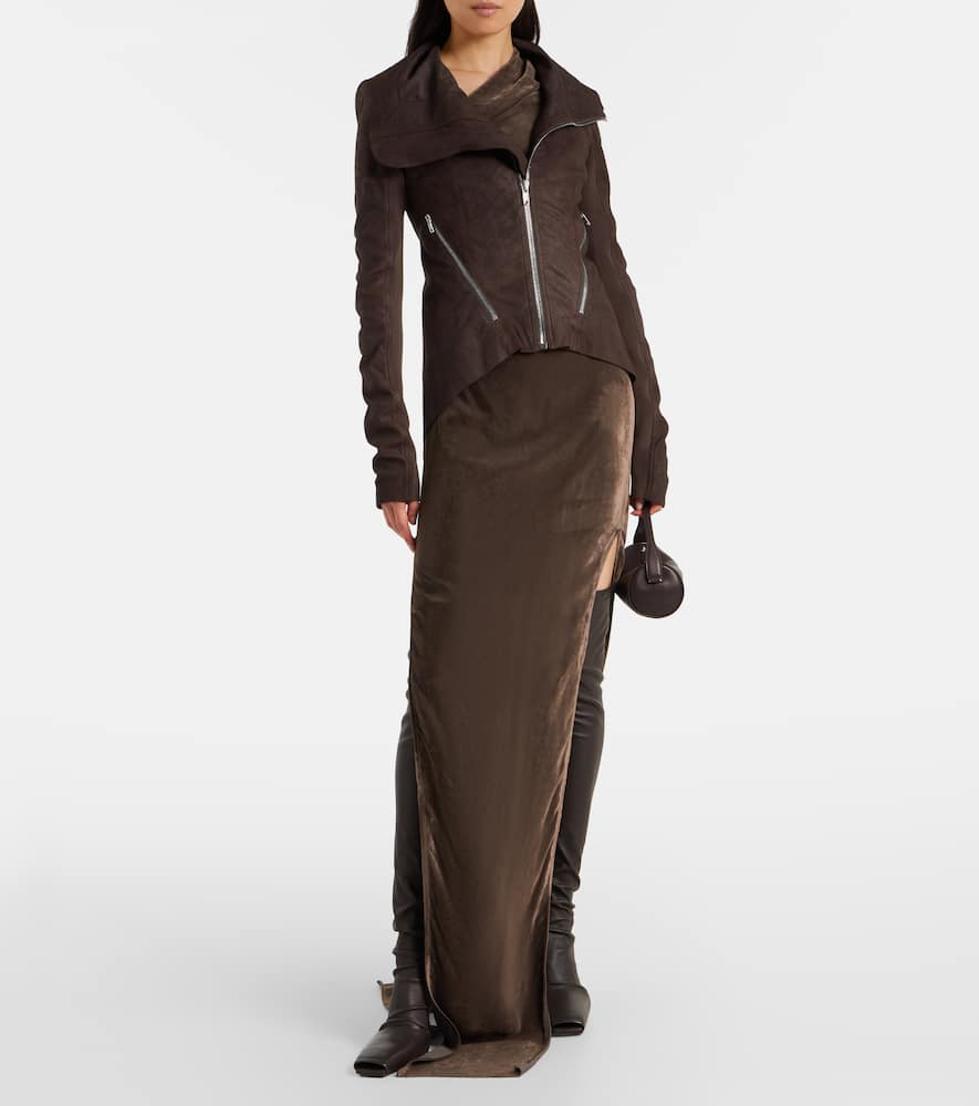 Rick Owens Leather Jacket In Blue