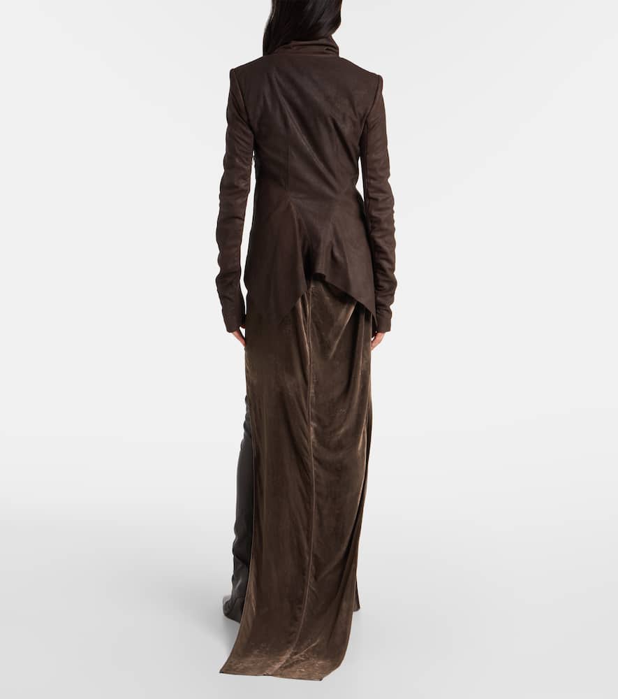 Rick Owens Leather Jacket In Blue