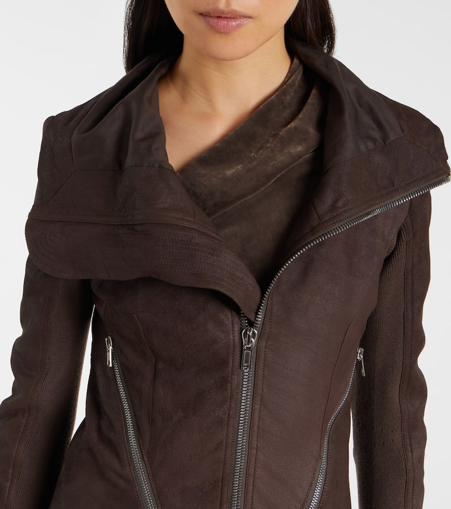 Rick Owens Leather Jacket In Blue
