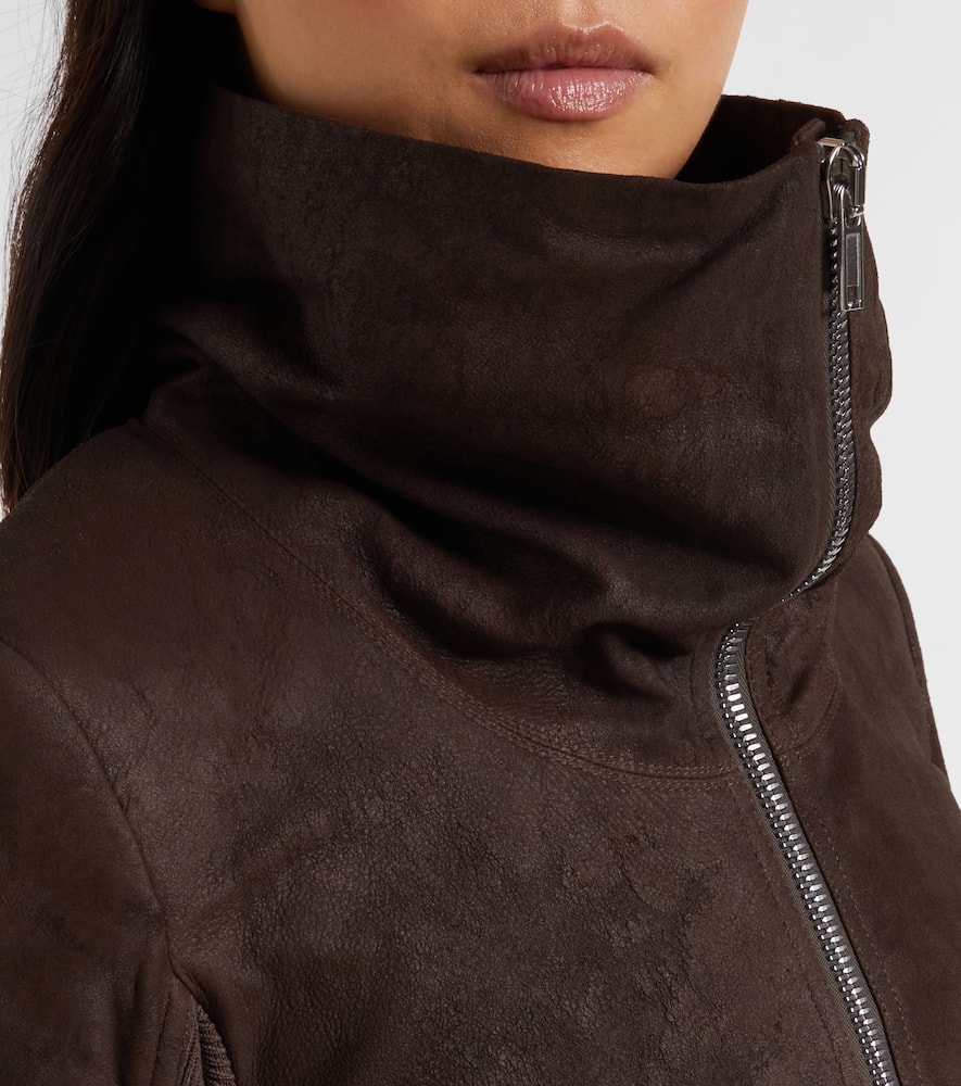Rick Owens Leather Jacket In Blue