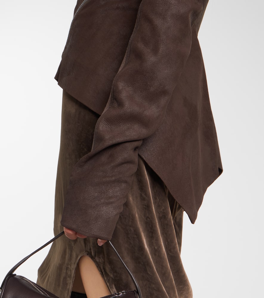 Rick Owens Leather Jacket In Blue