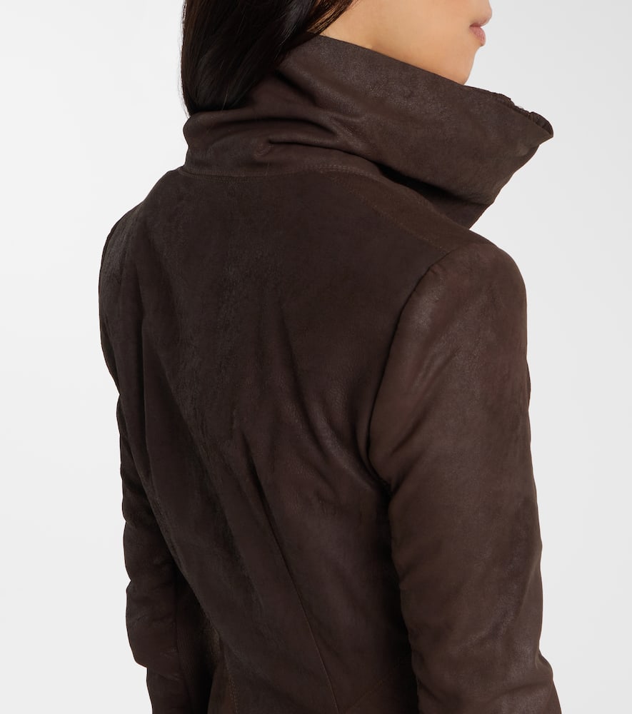 Rick Owens Leather Jacket In Blue