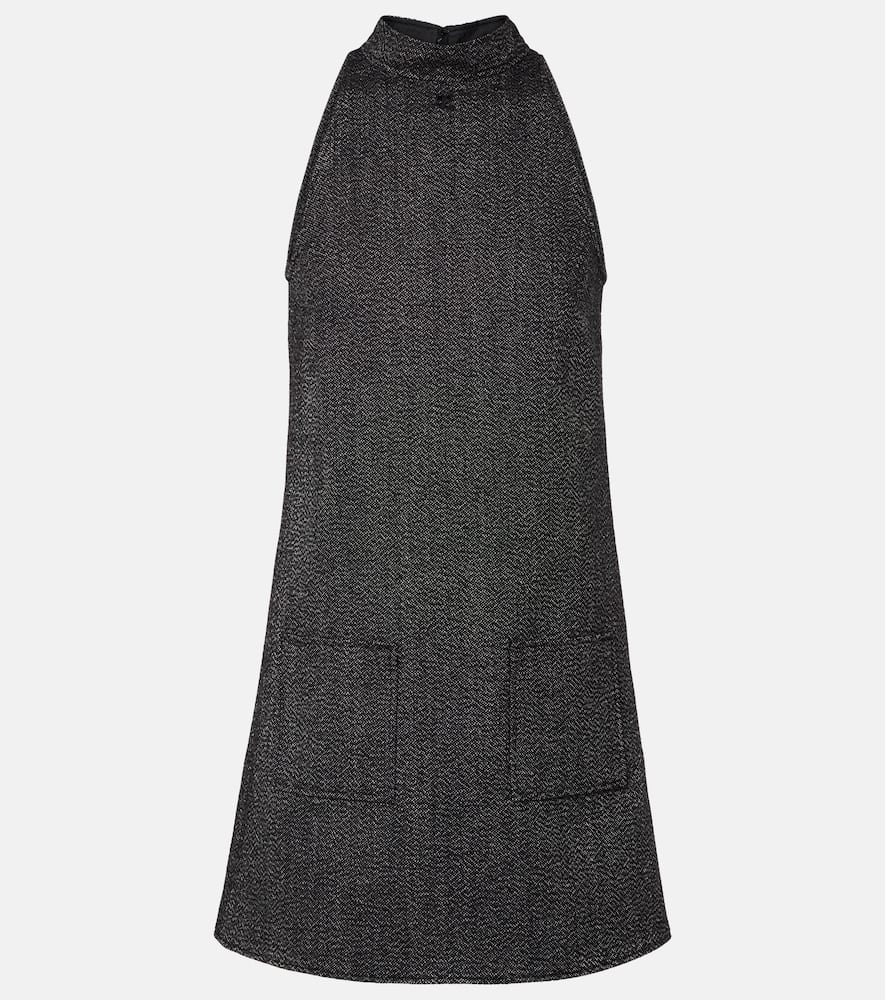 Courrèges Textured Fabric Knee Length Dress With Front Pockets In Black