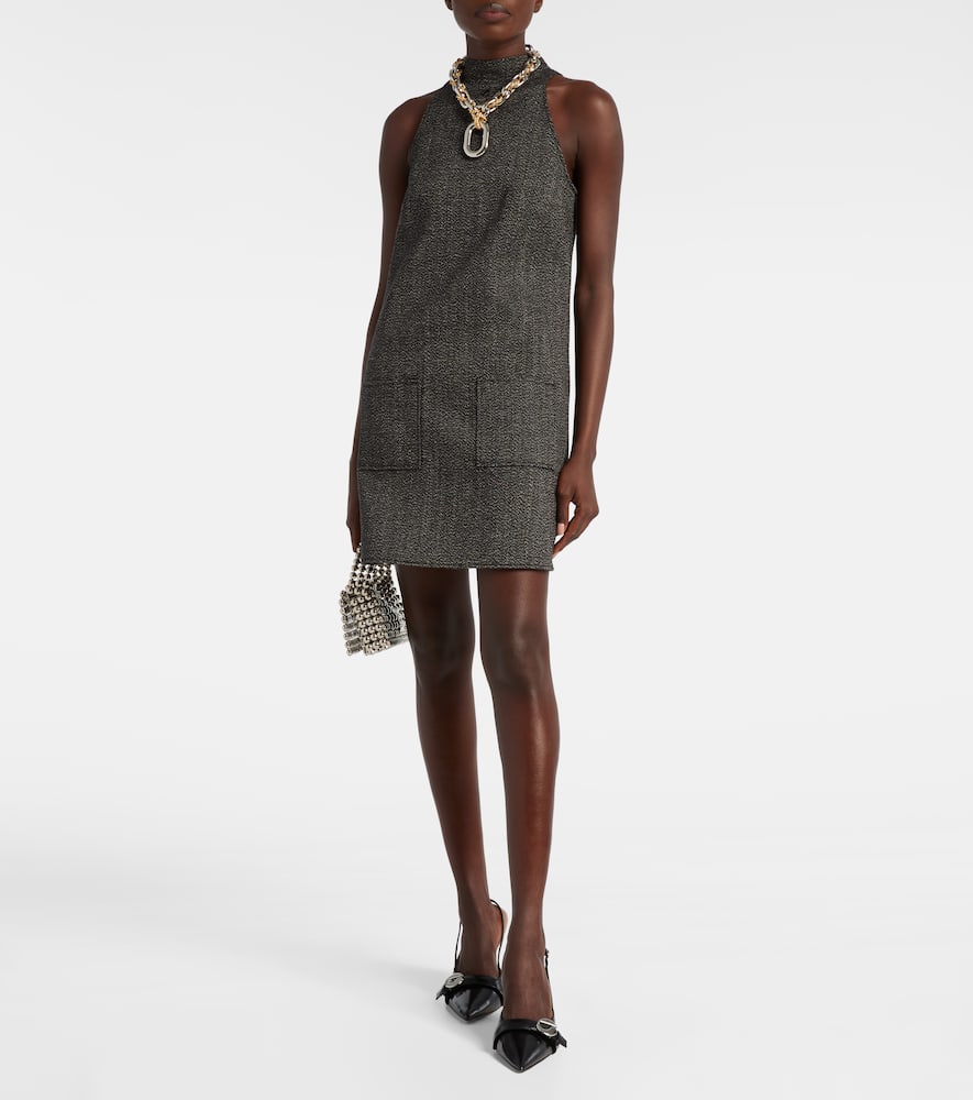 Courrèges Textured Fabric Knee Length Dress With Front Pockets In Black