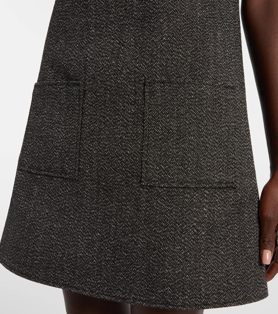 Courrèges Textured Fabric Knee Length Dress With Front Pockets In Black