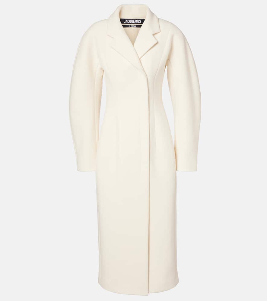 Jacquemus Curvo Virgin Wool Coat In White