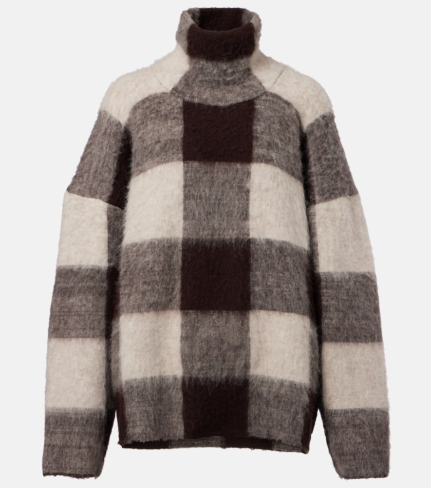 Proenza Schouler Kai Checked Alpaca-blend Turtleneck Sweater In Brown