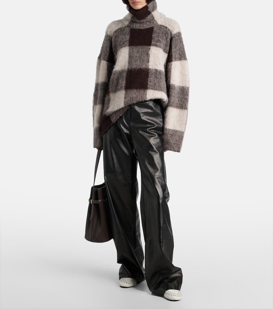 Proenza Schouler Kai Checked Alpaca-blend Turtleneck Sweater In Brown