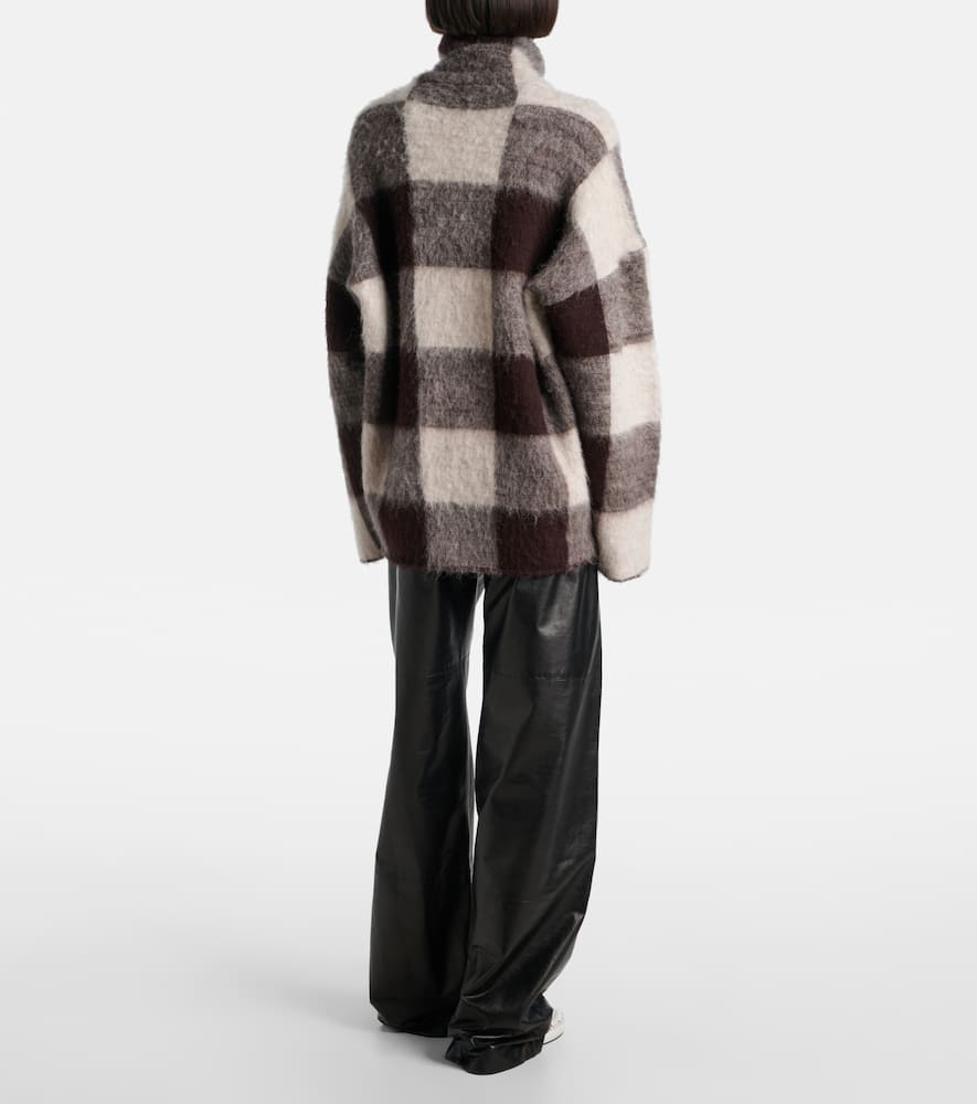Proenza Schouler Kai Checked Alpaca-blend Turtleneck Sweater In Brown