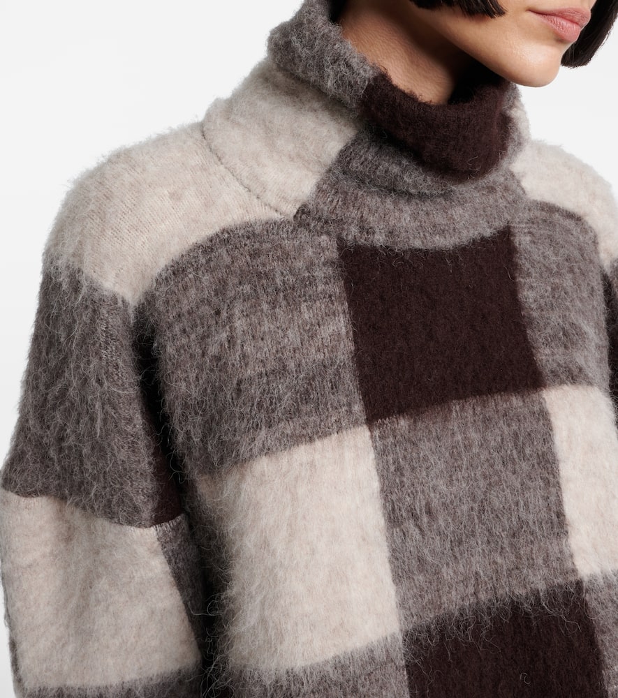 Proenza Schouler Kai Checked Alpaca-blend Turtleneck Sweater In Brown