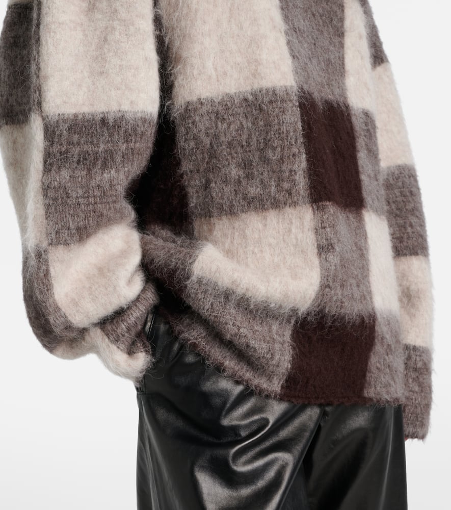 Proenza Schouler Kai Checked Alpaca-blend Turtleneck Sweater In Brown