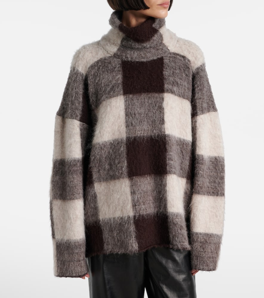 Proenza Schouler Kai Checked Alpaca-blend Turtleneck Sweater In Brown