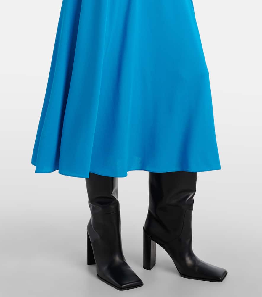 Alaïa Open-back Jersey Turtleneck Midi Dress In Blue