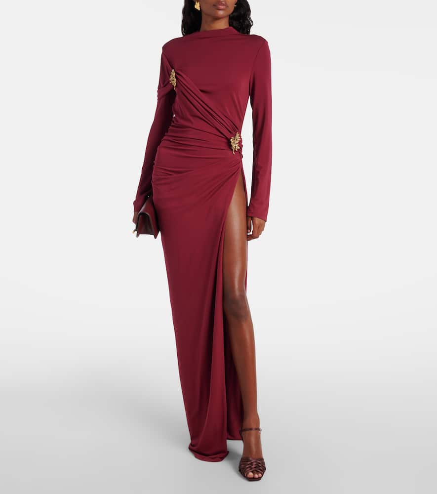 Simkhai Izadora Ruched Maxi Dress In Burgundy