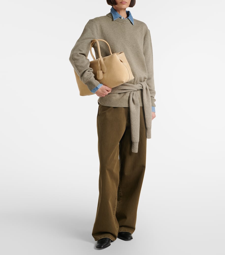 Polo Ralph Lauren Suede Shoulder Bag In Sand