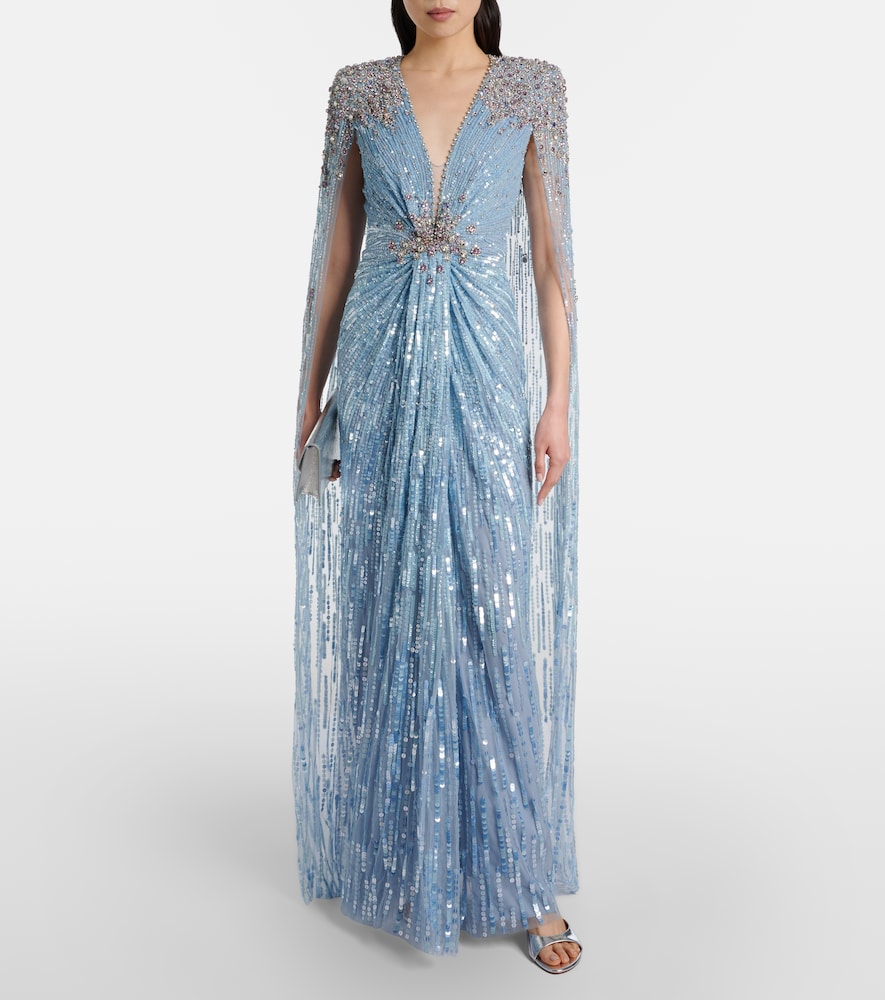 Jenny Packham Symphony embellished caped gown