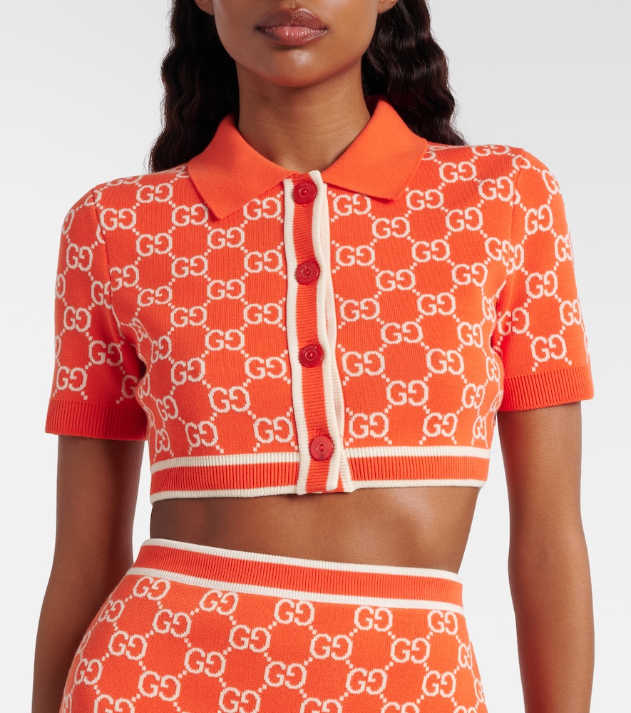  Gucci Gucci Cropped-cardigan Gg Aus Baumwoll-jacquard 