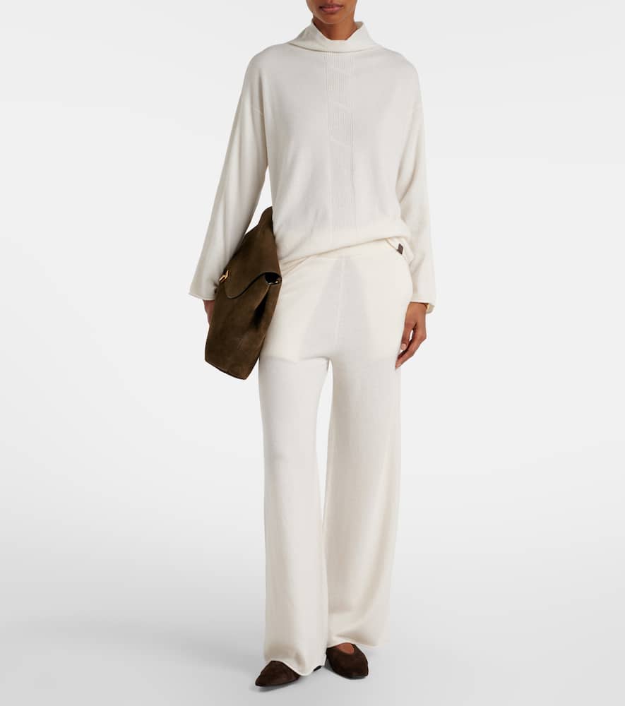 Max Mara Mxppiega Cashmere Wide-leg Pants In White