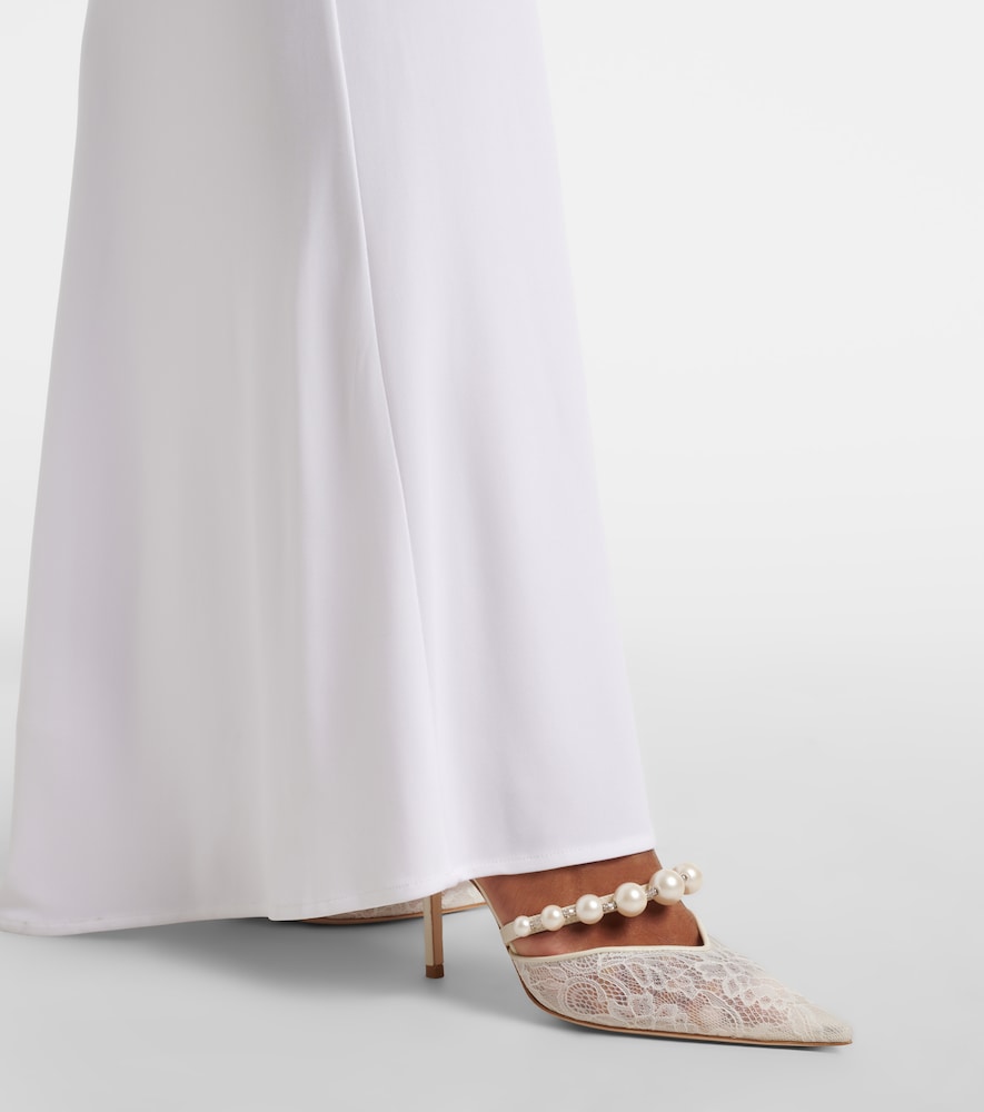 Jimmy Choo Aurelie faux pearl-embellished satin pumps