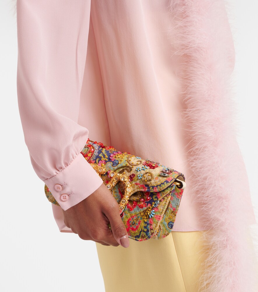  Valentino Valentino Feather-trimmed Silk Shirt 