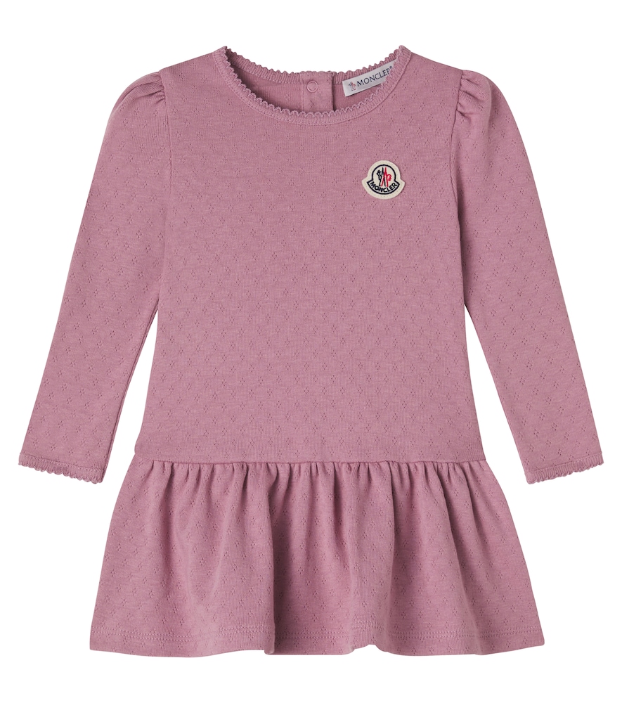 Moncler Enfant Pink Baby Logo Cotton Pointelle Dress M Size 36 - Mytheresa