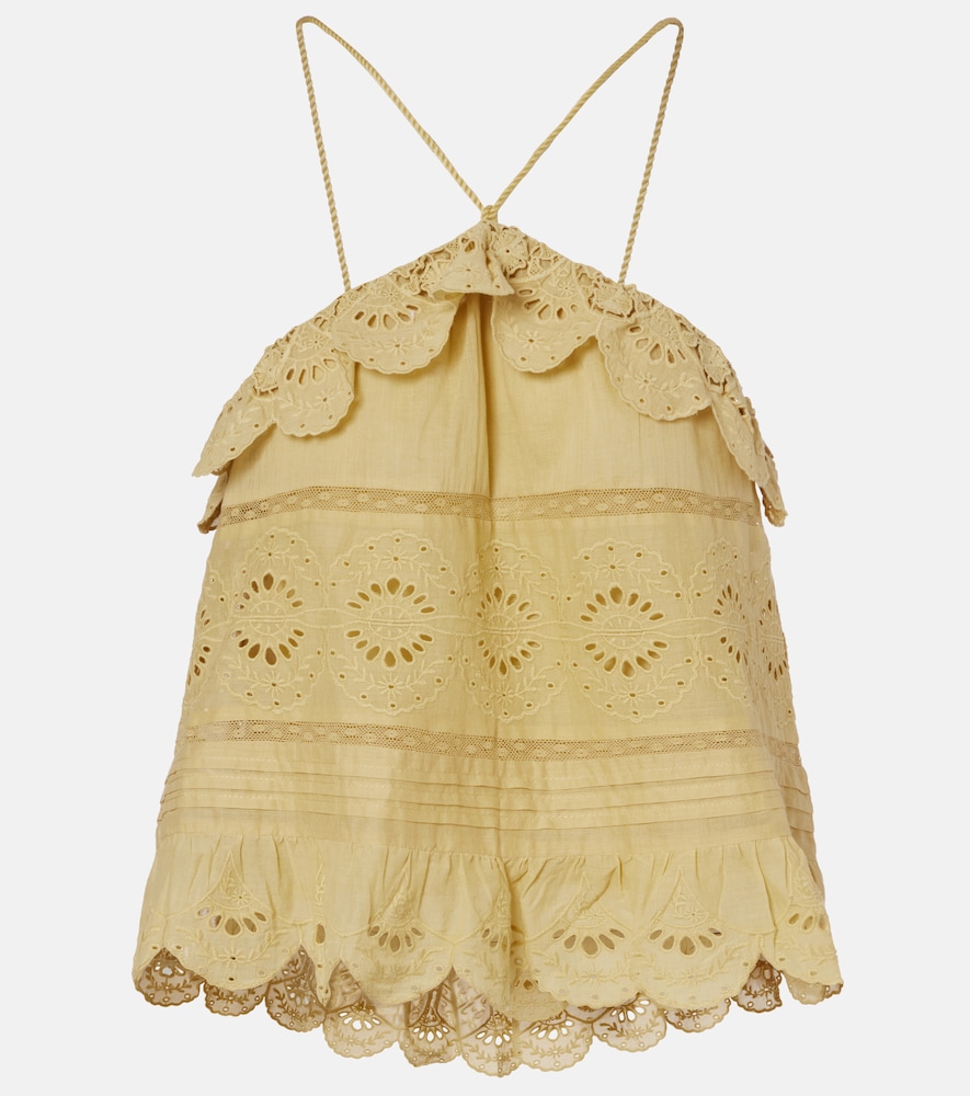 Marant Etoile Besticktes Top Aus Baumwolle Bestickt Damen Gelb Klein