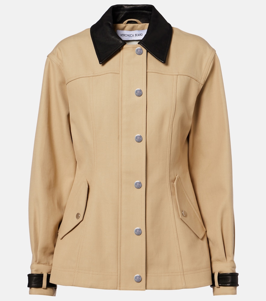 Veronica Beard Talla Leather Trimmed Cotton Blouson Jacket